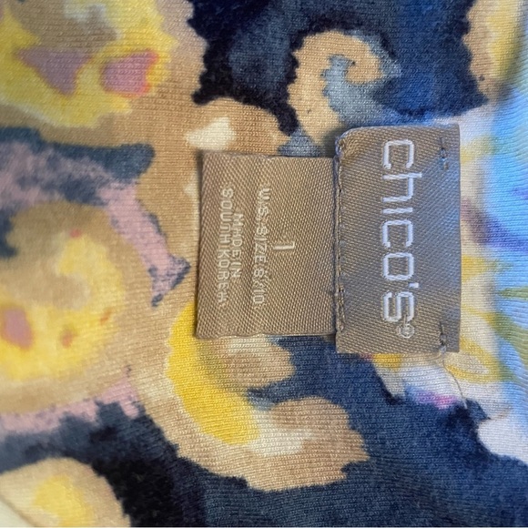 Chico’s Colorful ( blue/pink/white )Patterned dress size 1=medium - Picture 6 of 7